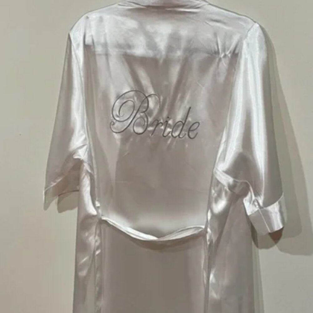 Embroidered Satin Bride Robe Size: S/M